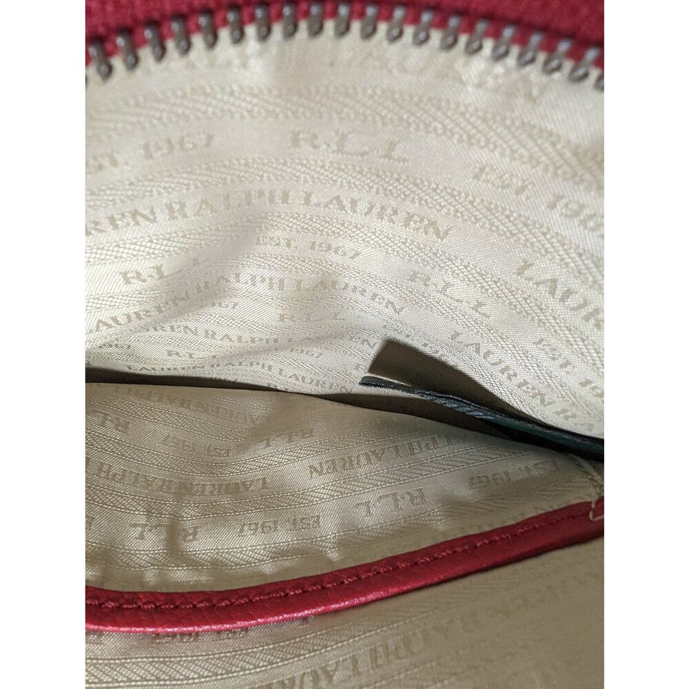 Lauren by Ralph Lauren Red Leather Crossbody Purse - Picture 6 of 7